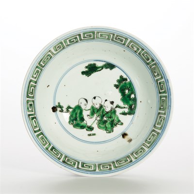 Lot 204 - Chinese Underglaze Blue and Green Enamel...