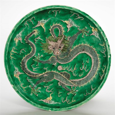 Lot 168 - Chinese Famille Verte Glazed Porcelain Dragon...
