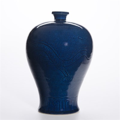 Lot 403 - Chinese Blue Glazed Porcelain Meiping Qing...