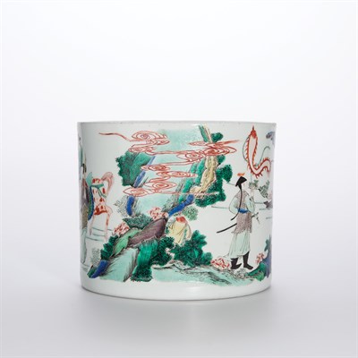 Lot 167 - Chinese Enameled Porcelain Brushpot Kangxi...