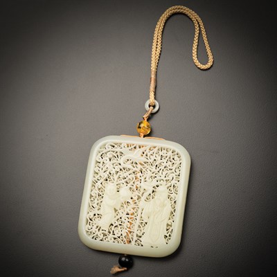 Lot 329 - Chinese Pale Celadon Jade Openwork Parfumier...