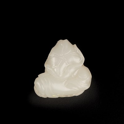 Lot 219 - Chinese White Jade Boy Carved wearing...