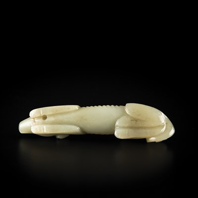 Lot 224 - Chinese Celadon Jade Hound Qing Dynasty Carved...