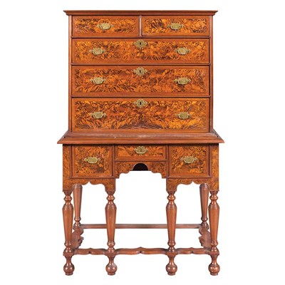 Lot 93 - William and Mary Walnut High Chest The molded...