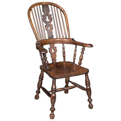 Lot 354 - English Elmwood and Yewwood Windsor Armchair...