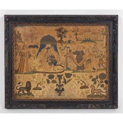 Lot 296 - Two Framed English Silk Needlework Pictures...