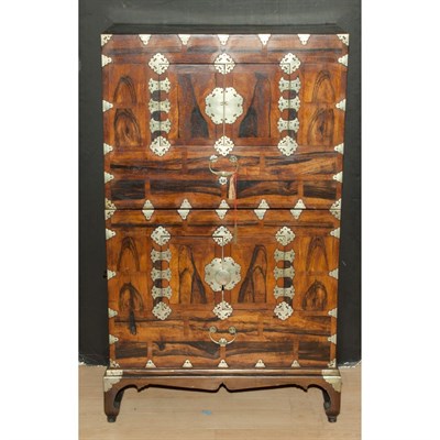 Lot 151 - Korean Metal Bound Hardwood Tansu Chest Height...