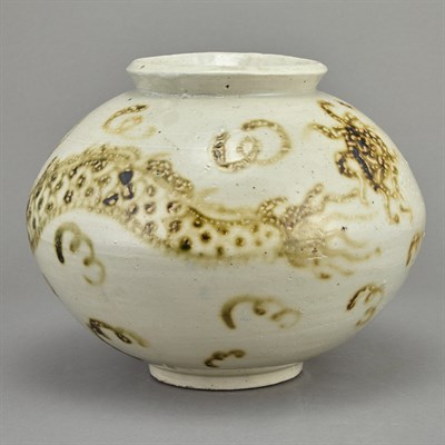 Lot 36 - Korean Glazed Stoneware Dragon Jar Choson...