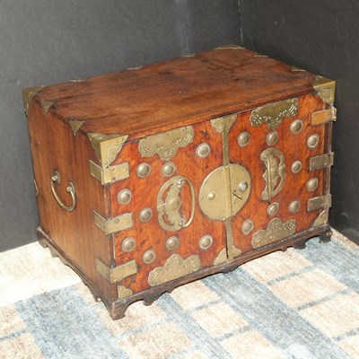 Lot 173 - Korean Brass Mounted Hardwood Cabinet Height...