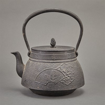 Lot 476 - Japanese Iron Water Kettle and Bamboo and Iron...