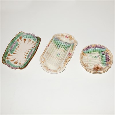 Lot 452 - Group of Majolica Asparagus Plates and Serving...