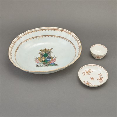 Lot 434 - Chinese Export Armorial Platter; Together with...