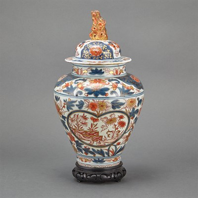 Lot 336 - Japanese Imari Porcelain Covered Vase with a...