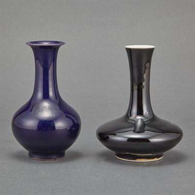 Lot 335 - Two Chinese Monochrome Glazed Porcelain Vases...