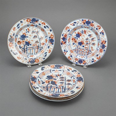 Lot 393 - Group of Five Imari Porcelain Plates Diameters...