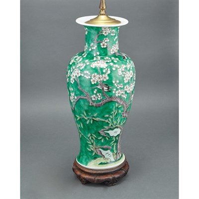 Lot 416 - Chinese Famille Verte Glazed Porcelain Vase Of...