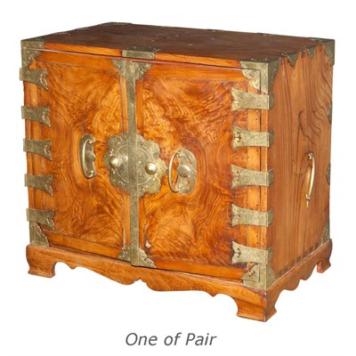 Lot 273 - Pair of Korean Brass Mounted Hardwood Low...