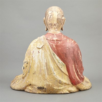 Lot 10 - Japanese Gilt and Painted Wood Figure of a...