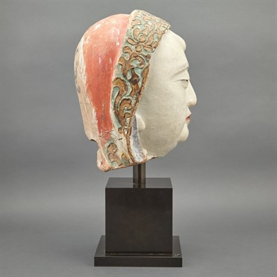Lot 101 - Chinese Stucco Head of a Luohan Ming Dynasty...