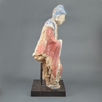 Lot 114 - Chinese Polychrome Painted Stucco Figure of...