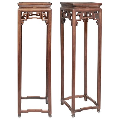 Lot 312 - Pair of Chinese Hongmu Tall Tables 19th...
