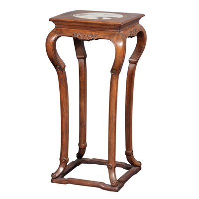 Lot 381 - Chinese Marble Inlaid Hardwood Stand Height 32...