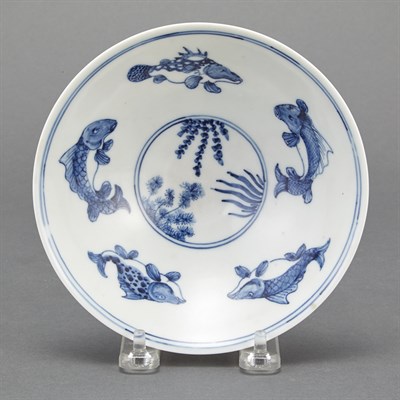 Lot 166 - Chinese Blue and White Glazed Porcelain Fish...