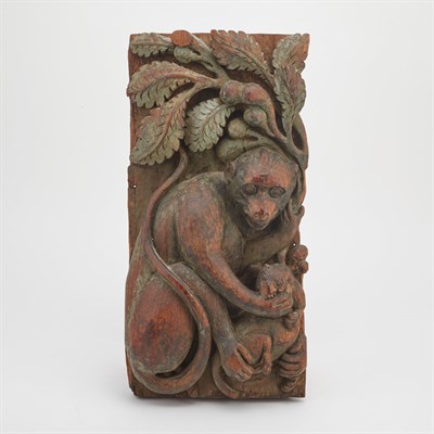 Lot 373 - Thai Wood Monkey-Form Panel Height 17 3/4...