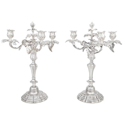 Lot 149 - Pair of Christofle Silver Plated Three-Light...