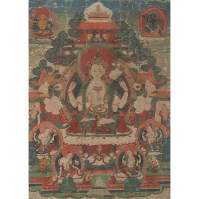 Lot 58 - Tibetan Thangka 18th Century Depicting...
