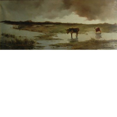 Lot 16 - Colin Hunter Scottish, 1841-1904 Donkey in a...