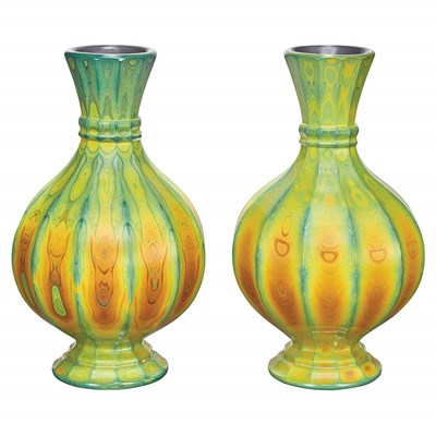 Lot 179 - Pair of Lithyalin Glass Vases Late 19th...