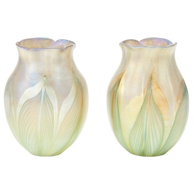 Lot 424 - Pair of Tiffany Favrile Glass Shades First...