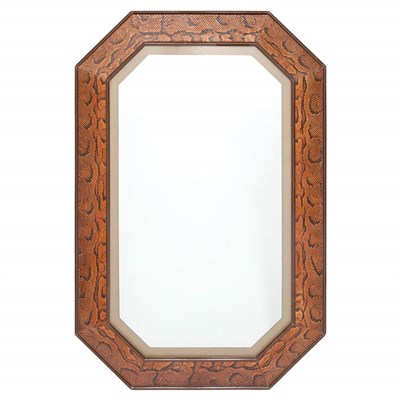 Lot 408 - Faux Snakeskin and Painted Wood Mirror Height...
