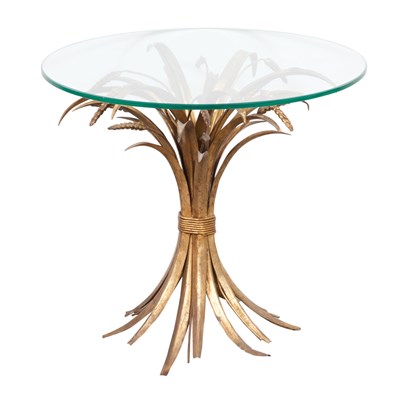 Lot 129 - Glass Top Gilt-Metal Wheat-Form Occasional...