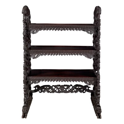 Lot 275 - Anglo-Indian Carved Hardwood Etagere Bombay...
