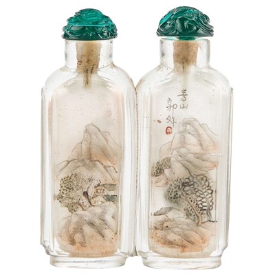 Lot 246 - Chinese Double Inside Painted Glass Snuff...