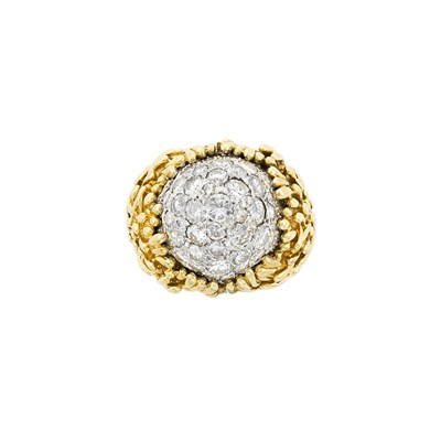 Lot 52 - Gold, Platinum and Diamond Dome Ring