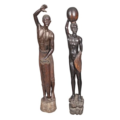 Lot 278 - Two African Carved and Dark Stained Wood...