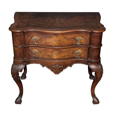 Lot 213 - Continental Burled Walnut Petit Commode Height...