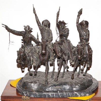 Lot 191 - Bronze Group of Cowboys on Horseback Titled...