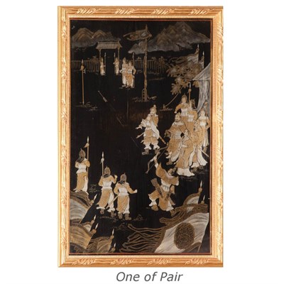 Lot 449 - Pair of Framed Chinese Gilt and Lacquer Panels...