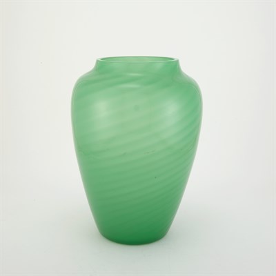 Lot 421 - Carder Steuben Green Jade Glass Vase Circa...