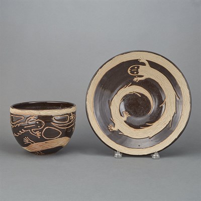 Lot 202 - Group of Four Pottery Table Articles Diameter...