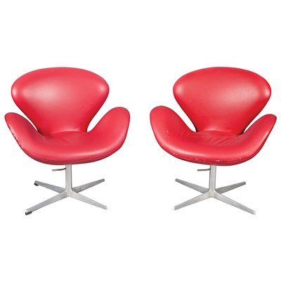Lot 244 - Pair of Arne Jacobsen Upholstered Aluminum and...