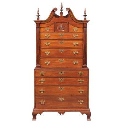 Lot 100 - Chippendale Cherry Chest on Chest Connecticut...