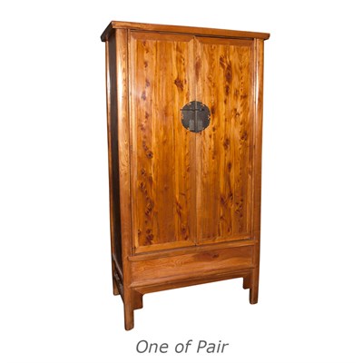Lot 217 - Pair of Chinese Elm Cabinets Height 6 feet 6...