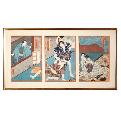 Lot 138 - Group of Three Framed Japanese Prints Height...