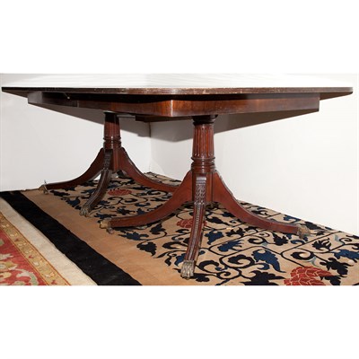 Lot 263 - Regency Style Banded Mahogany Double-Pedestal...