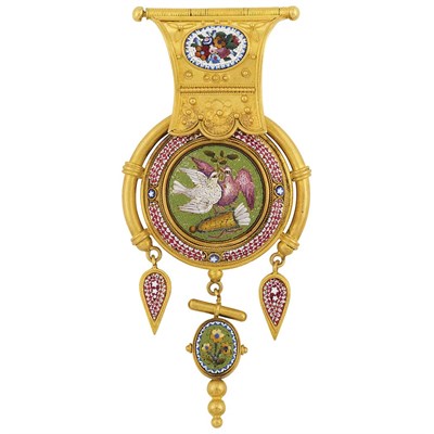 Lot 203 - Antique Gold and Micromosaic Pendant
